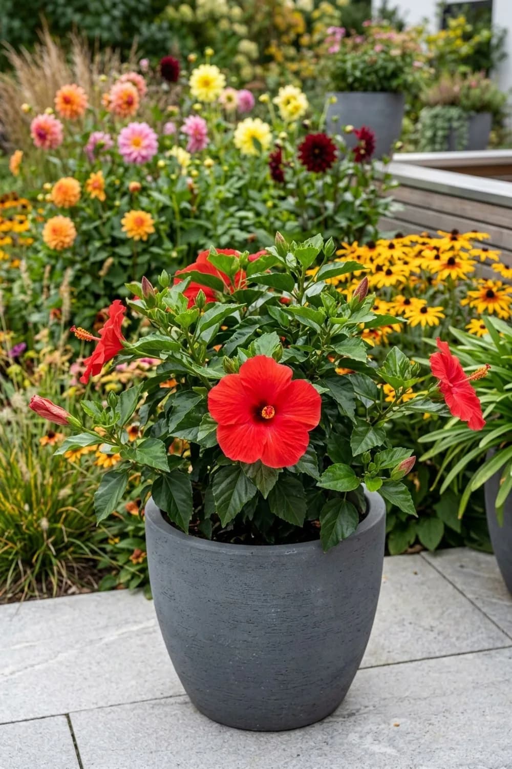 Hibiskus im Kübel: Tropenflair für Balkon und Terrasse – Hibiskus im Garten: 11 schöne Ideen