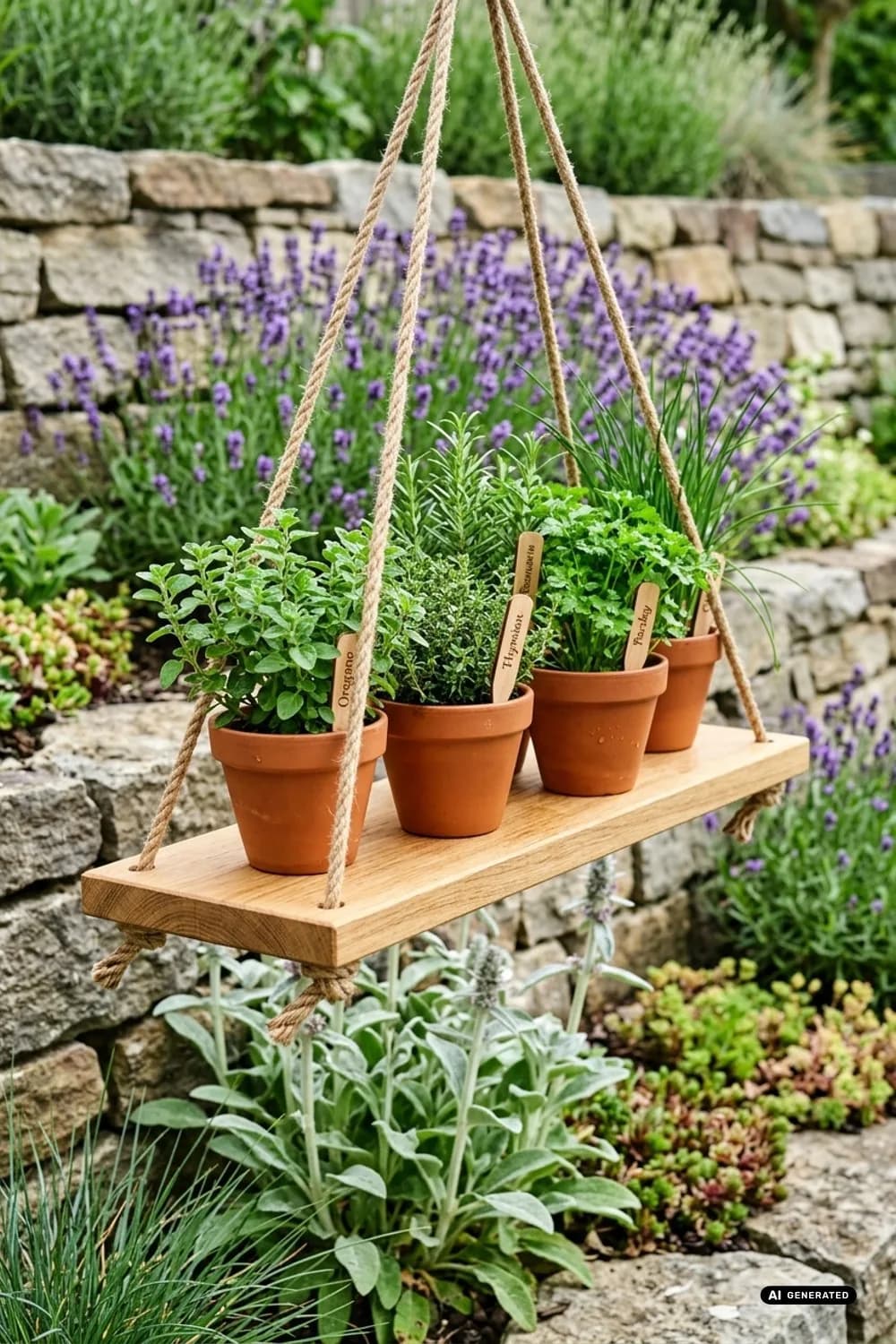 Hängendes Kräuterregal: Frische Kräuter griffbereit – Holzbretter Dekoration im Garten: 11 schöne Ideen