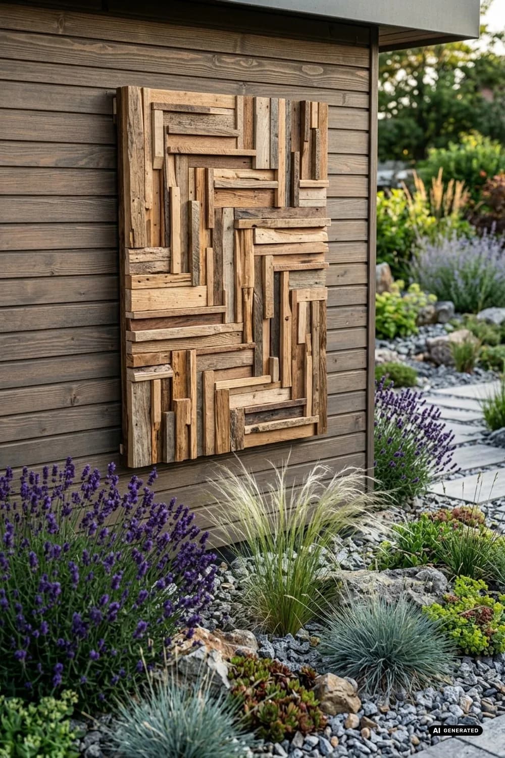 Wandkunst für die Gartenlaube: Ein Hingucker aus Altholz – Holzbretter Dekoration im Garten: 11 schöne Ideen