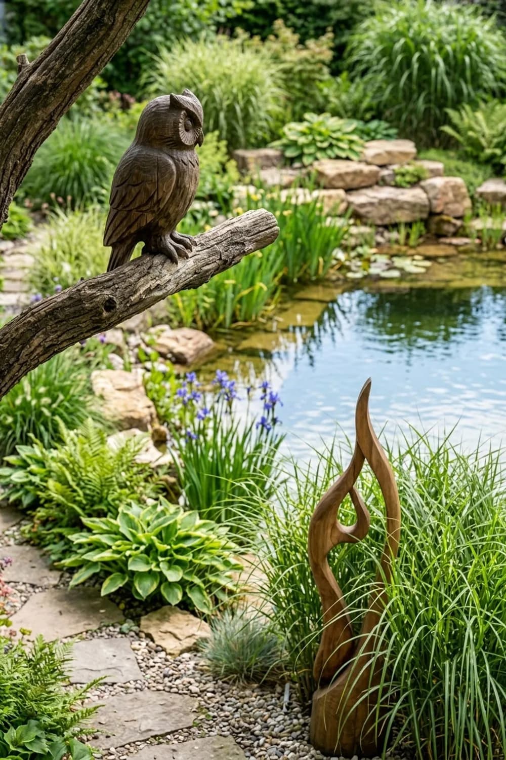 Geschnitzte Figuren und Skulpturen: Kunstvolle Akzente setzen – Holzdeko im Garten: 10 schöne Ideen
