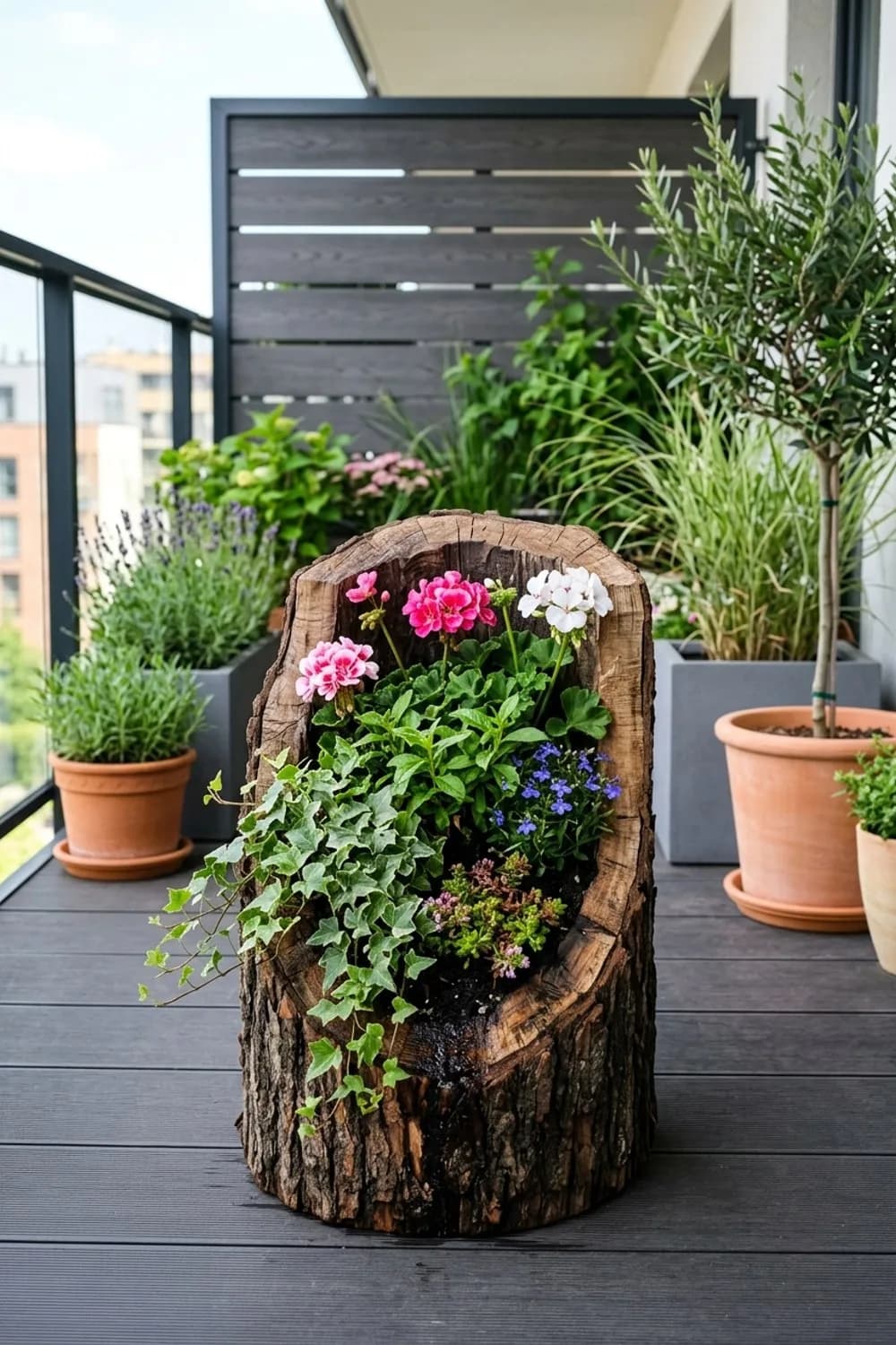 Kreative Pflanzgefäße aus Baumstämmen: Ein zweites Leben für Holz – Holzdeko im Garten: 10 schöne Ideen