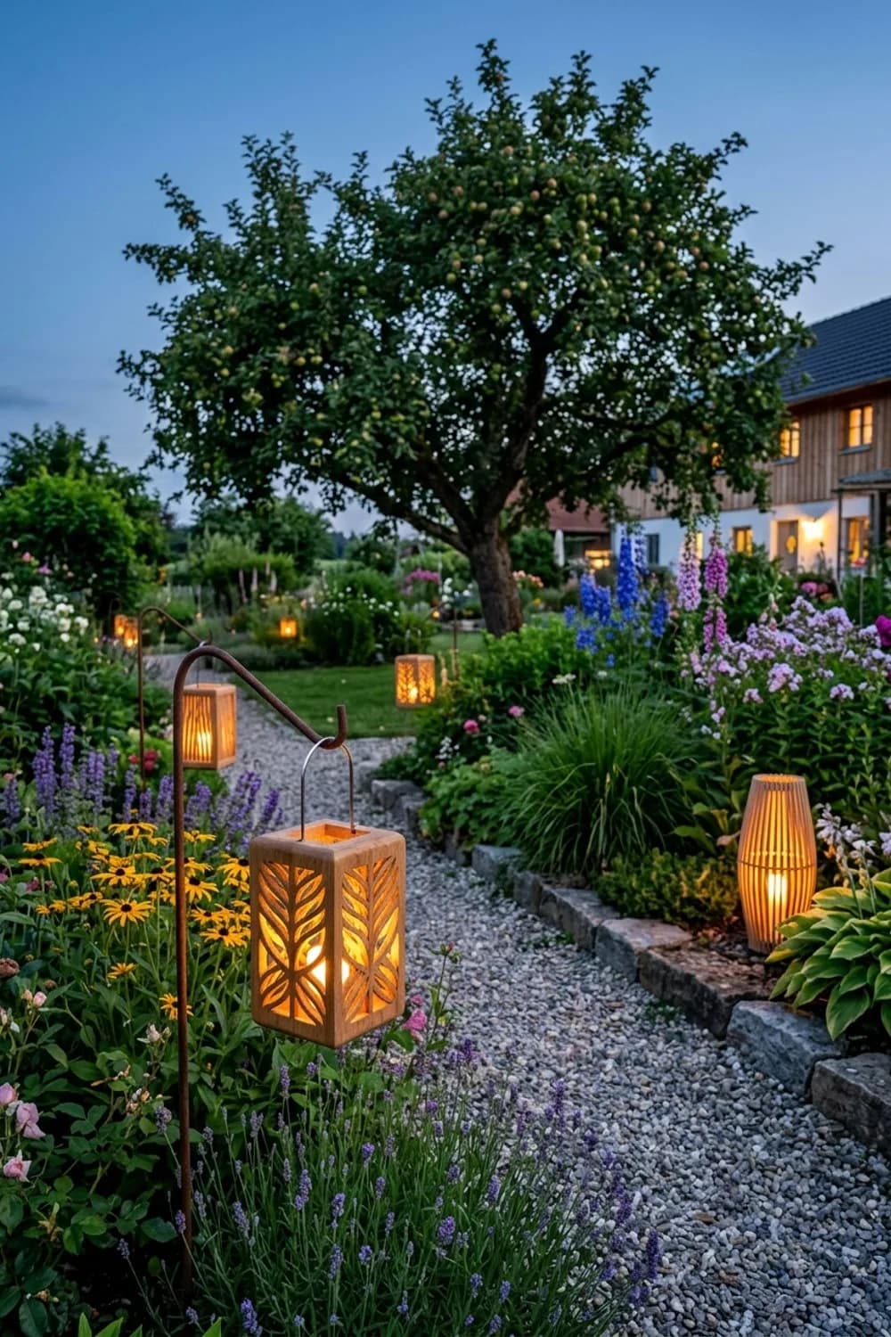 Leuchtende Holzlaternen: Magische Stimmung am Abend – Holzdeko im Garten: 10 schöne Ideen