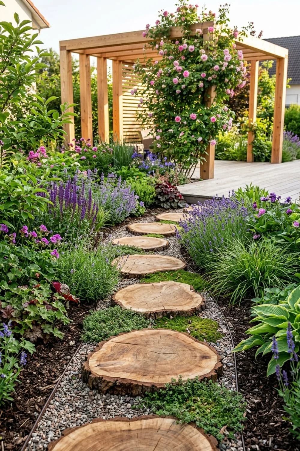 Rustikale Baumscheiben: Natürliche Trittplatten und Podeste – Holzdeko im Garten: 10 schöne Ideen