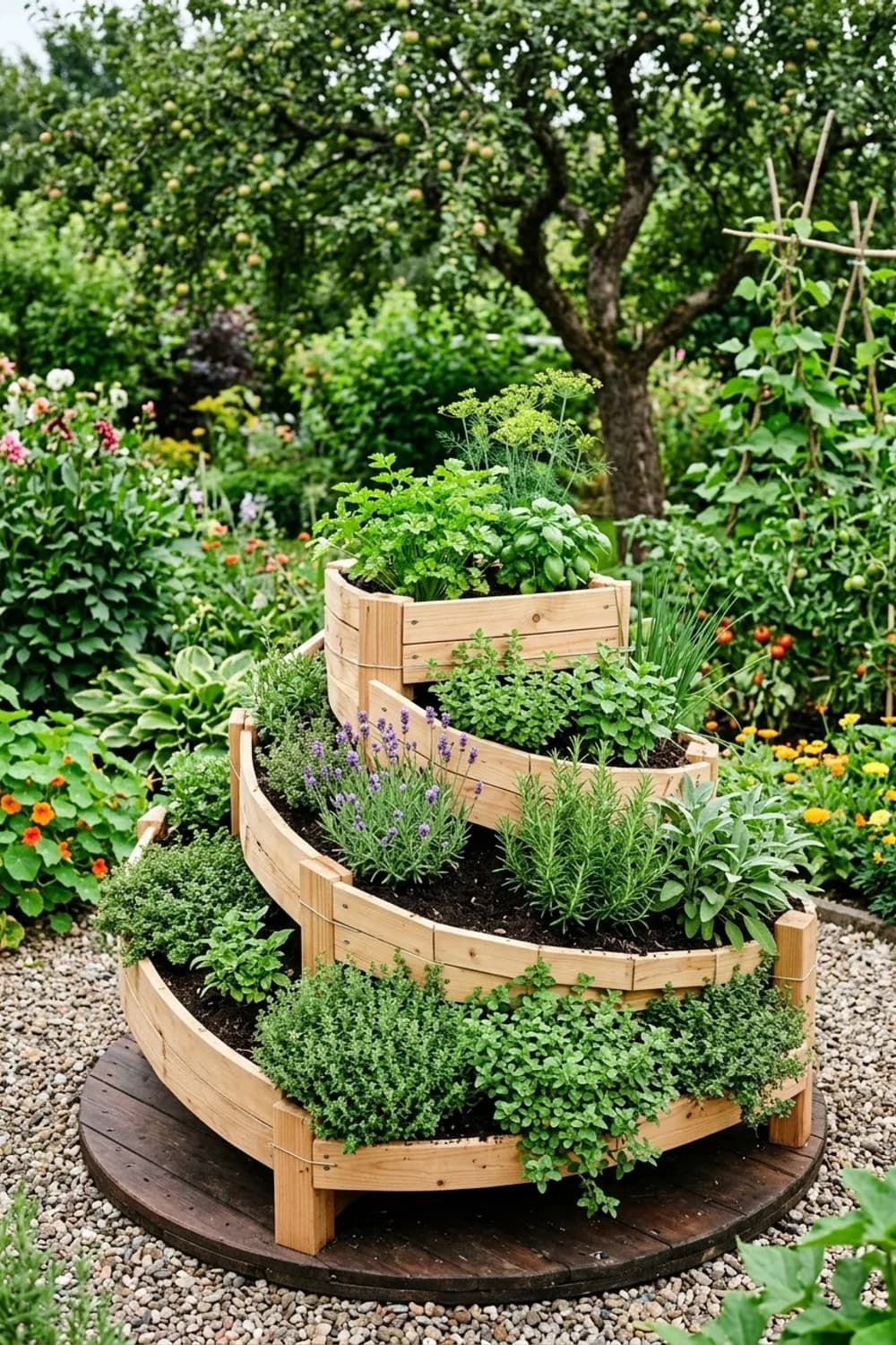 Das Kräuter-Rondell: Ein spiralförmiges Beet für aromatische Vielfalt – Kabeltrommel im Garten: 9 kreative Ideen