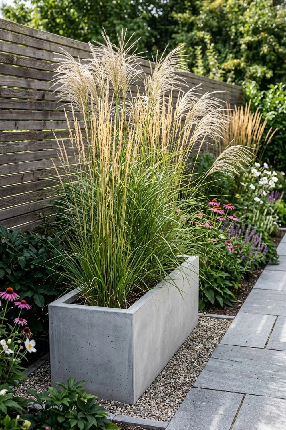 Hohe Gräser in Pflanzkübeln: Flexible Eleganz – Kreativer Sichtschutz im Garten: 10 schöne Ideen