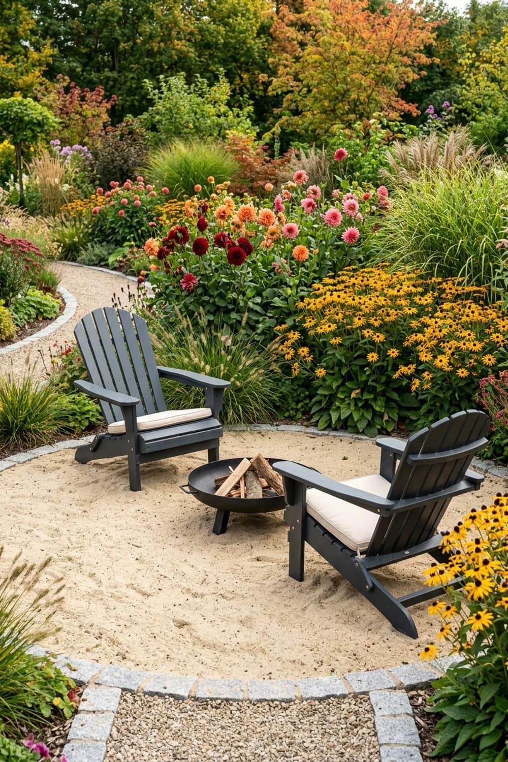 Der Strand im Garten: Sandfläche mit Adirondack-Stühlen – Lagerfeuerstelle im Garten: 11 schöne Ideen