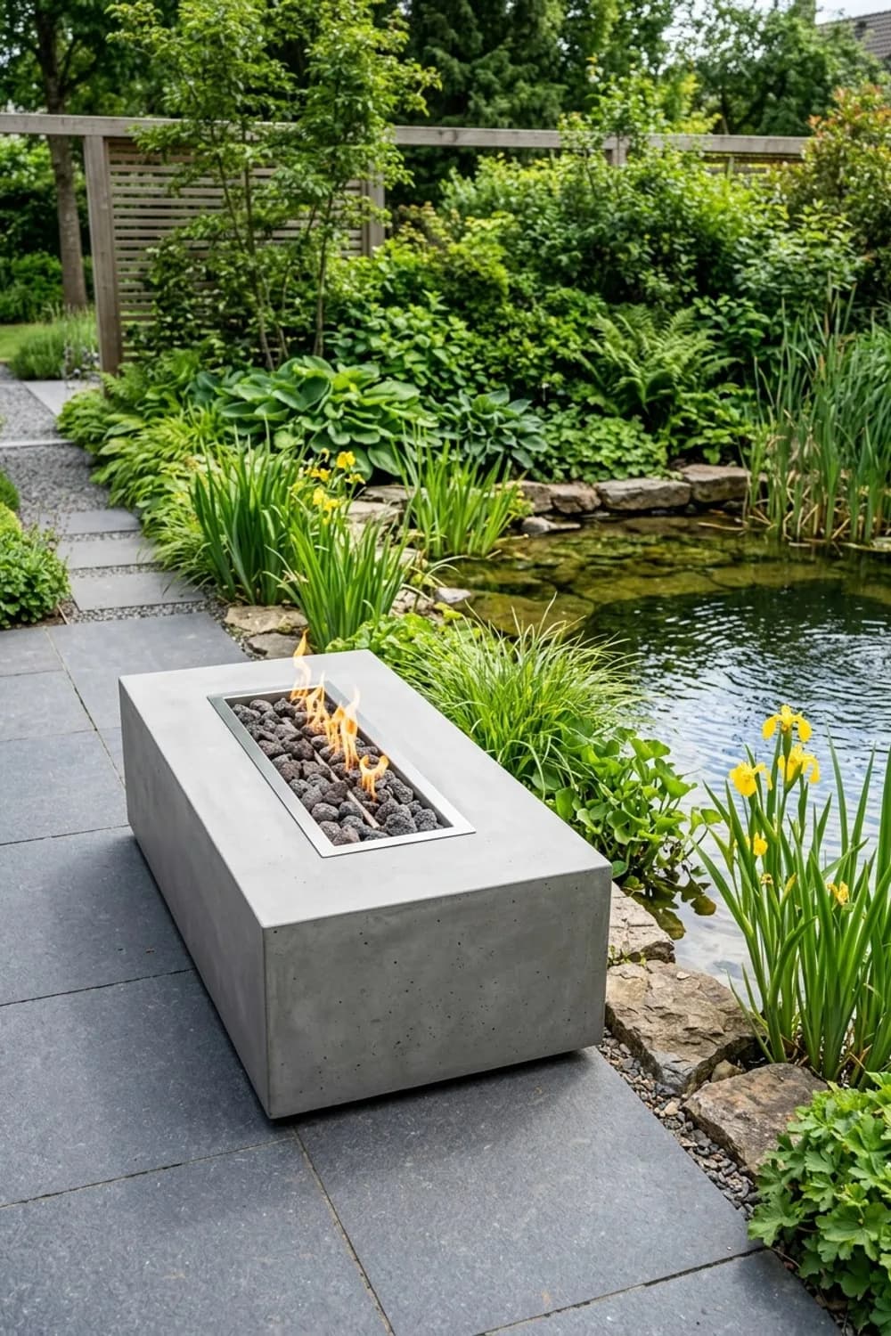 Modern und minimalistisch: Feuertisch aus Beton – Lagerfeuerstelle im Garten: 11 schöne Ideen