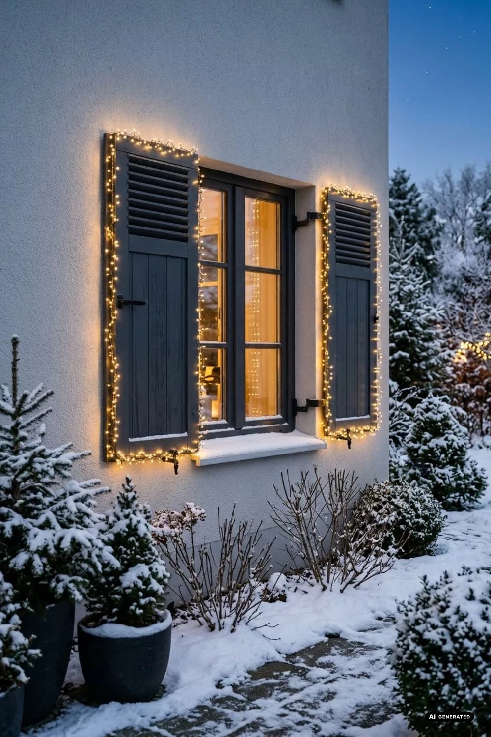 Fensterläden von außen: Einladende Blicke – 18 Ideen für Lichterketten im Garten, die magisch wirken