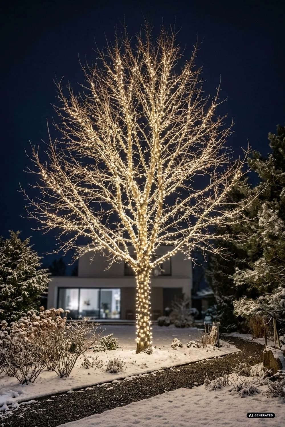 Laublose Bäume: Skulpturen aus Licht – 18 Ideen für Lichterketten im Garten, die magisch wirken