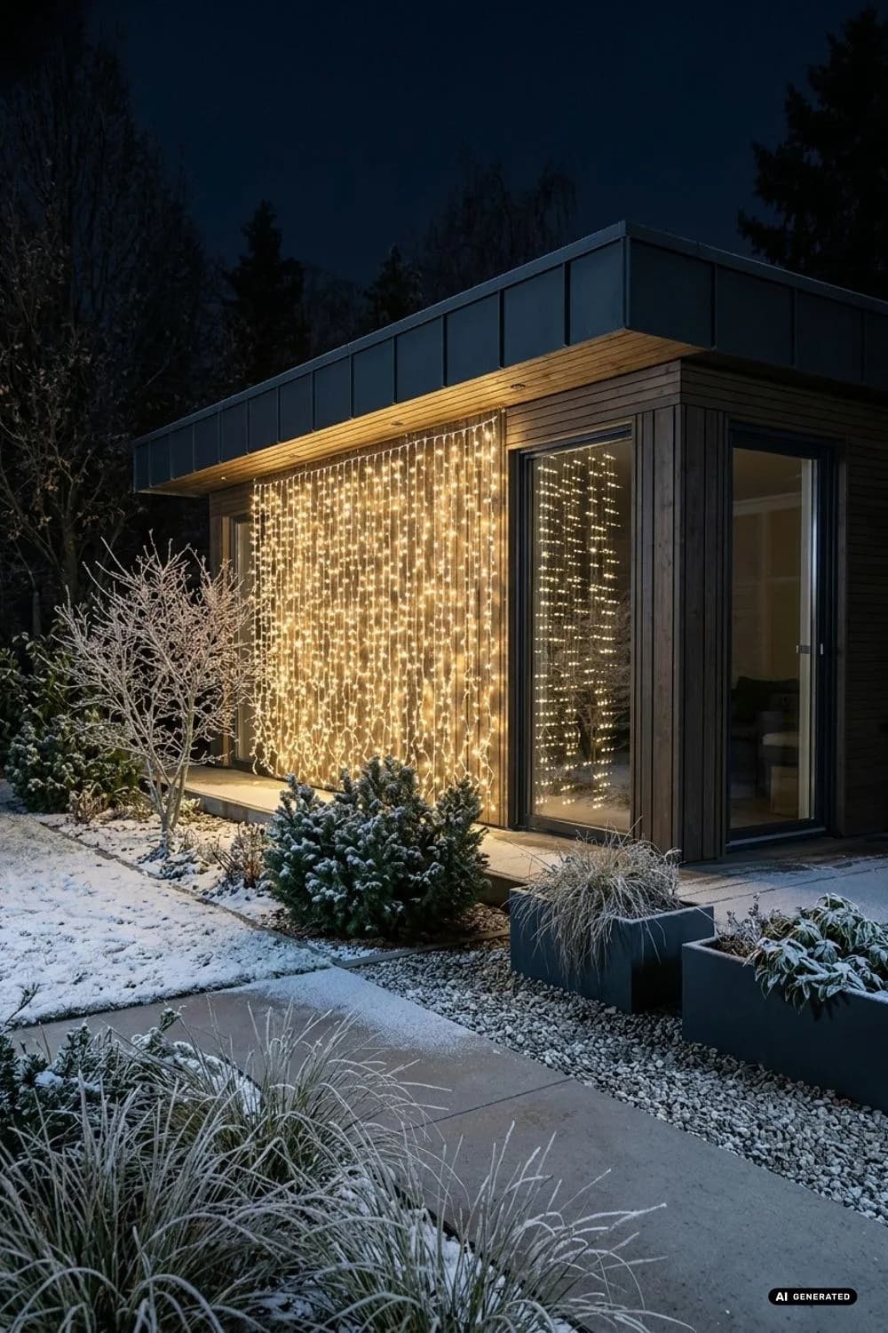 Lichtervorhang am Gartenhaus: Eine Wand aus Sternen – 18 Ideen für Lichterketten im Garten, die magisch wirken