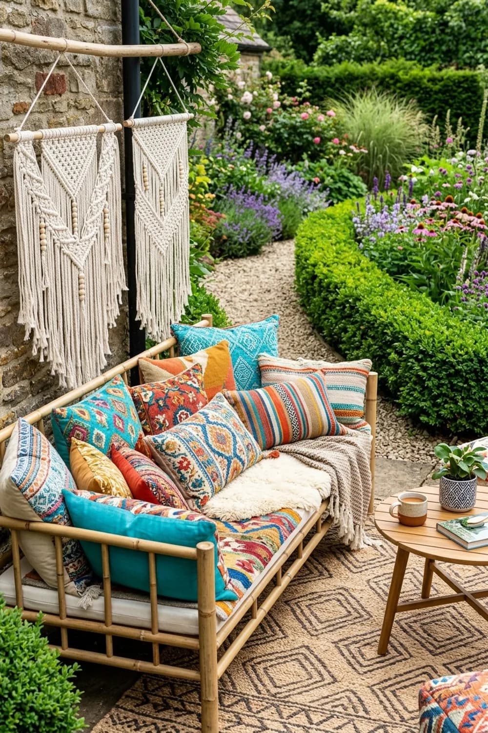 Der Boho-Traum: Lässigkeit mit Makramee und bunten Textilien – Loungeecke im Garten: 11 gemütliche Ideen