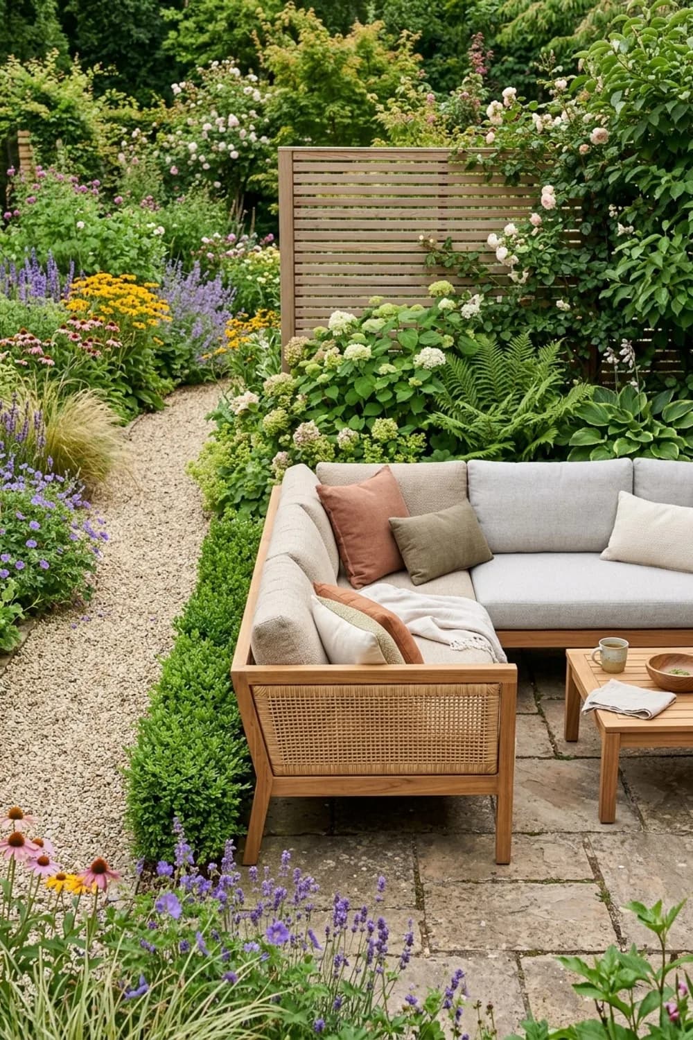 Die Natürliche: Einladende Lounge aus Holz und Rattan – Loungeecke im Garten: 11 gemütliche Ideen