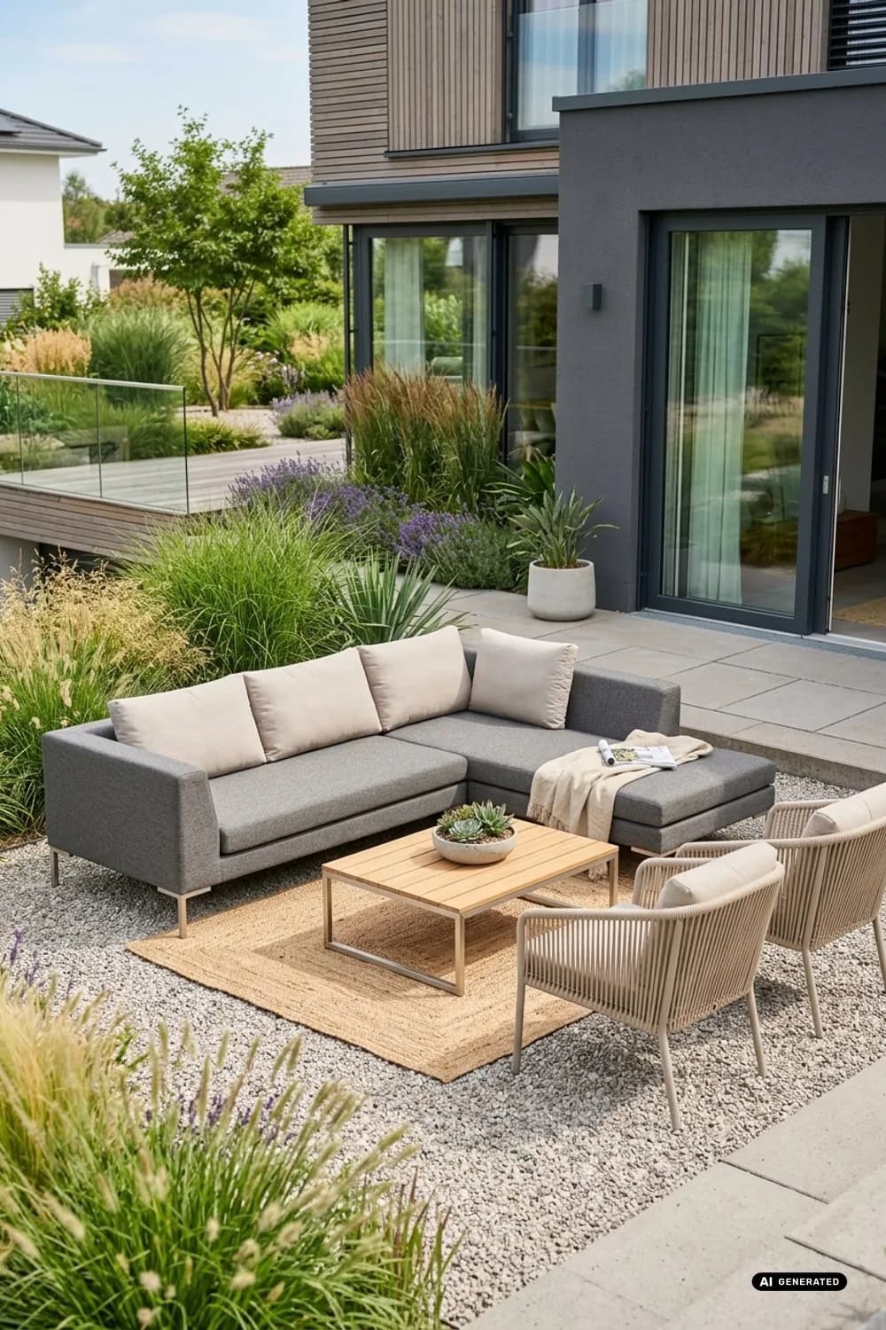 Der Sitzplatz wird zum Outdoor-Wohnzimmer – Moderner Garten: 11 schöne Gestaltungsideen