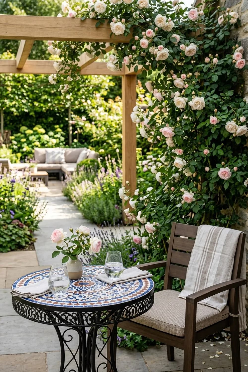 Romantischer Rosenplatz: Verträumte Stunden zu zweit – Mosaiktisch im Garten: 11 schöne Ideen
