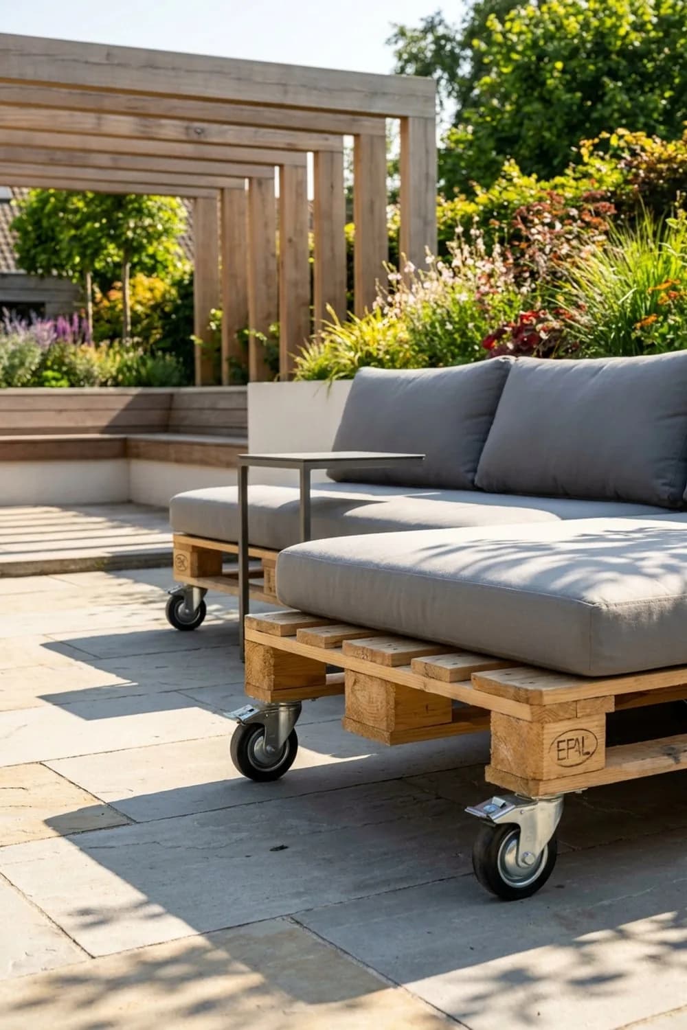 Die flexible Lounge: Mobilität dank stabiler Rollen – Paletten-Lounge im Garten: 10 kreative Ideen