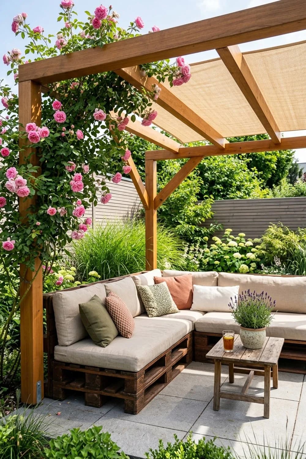 Die schattige Laube: Lounge mit Sonnenschutz – Paletten-Lounge im Garten: 10 kreative Ideen