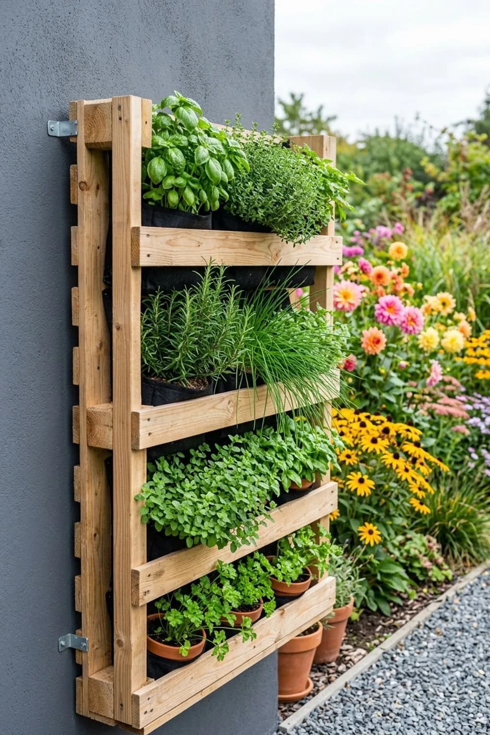 Palettenregal für Kräuter: Das praktische Küchengarten-Regal – Palettenmöbel für den Garten: 7 kreative Ideen