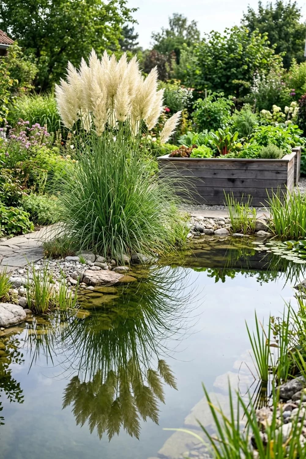 Am Gartenteich: Natürliche Spiegelungen – Pampasgras im Garten: 7 schöne Ideen