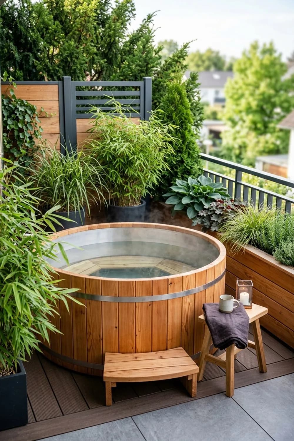 Der Holz-Pool im Badezuber-Stil: Skandinavische Gemütlichkeit – Pool für den kleinen Garten: 9 schöne Ideen
