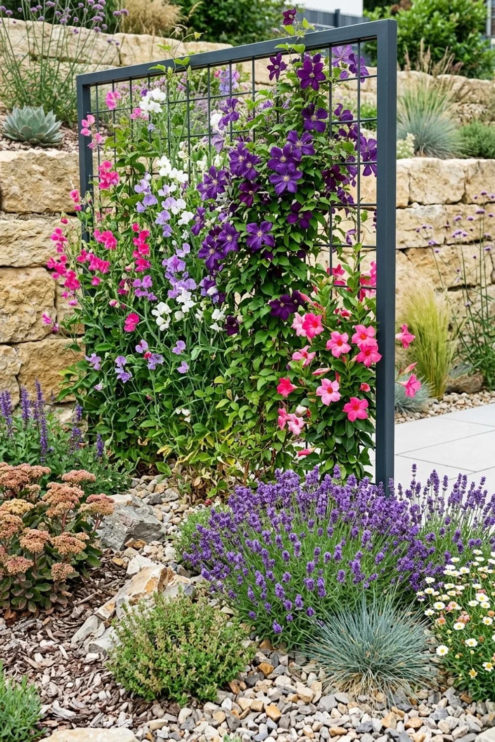 Rankgitter mit Kletterpflanzen: Vertikale Blütenpracht – Sichtschutzwand im Garten: 9 schöne Ideen