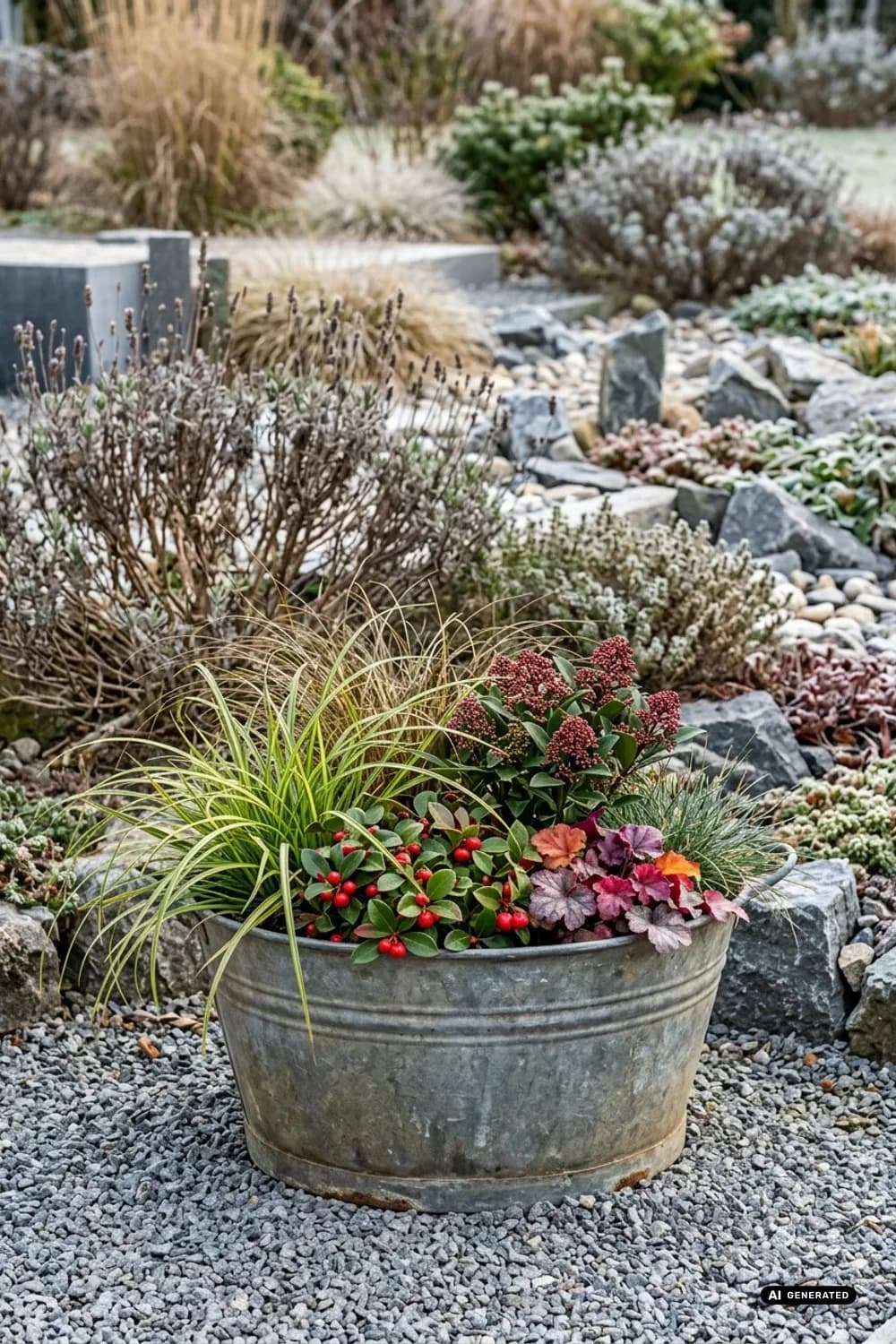 Arrangements in Zinkwannen: Winterzauber im Gefäß – 15 Ideen für skandinavische Weihnachtsdeko im Garten