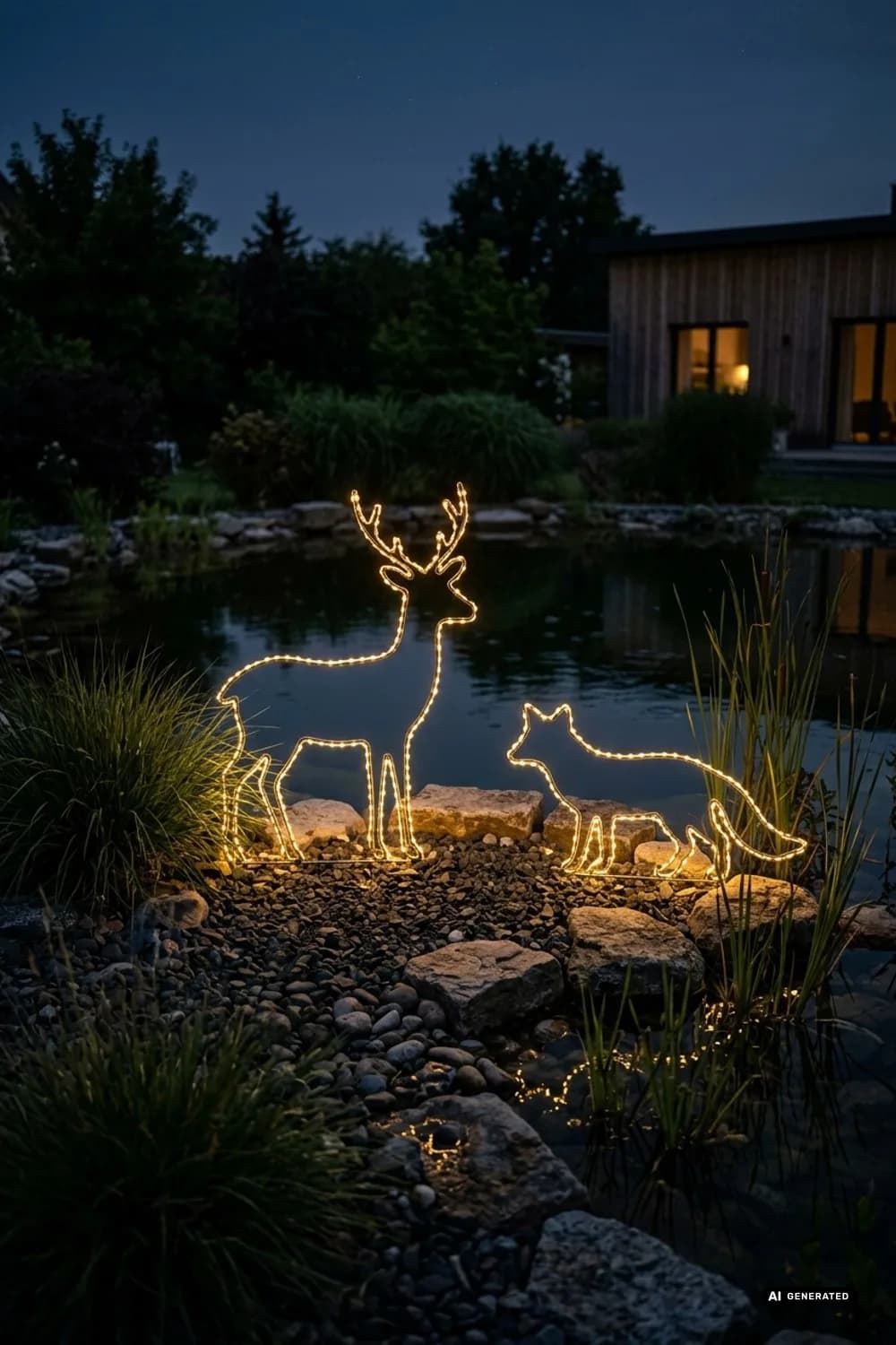 Minimalistische Lichtfiguren: Leuchtende Silhouetten in der Nacht – 15 Ideen für skandinavische Weihnachtsdeko im Garten