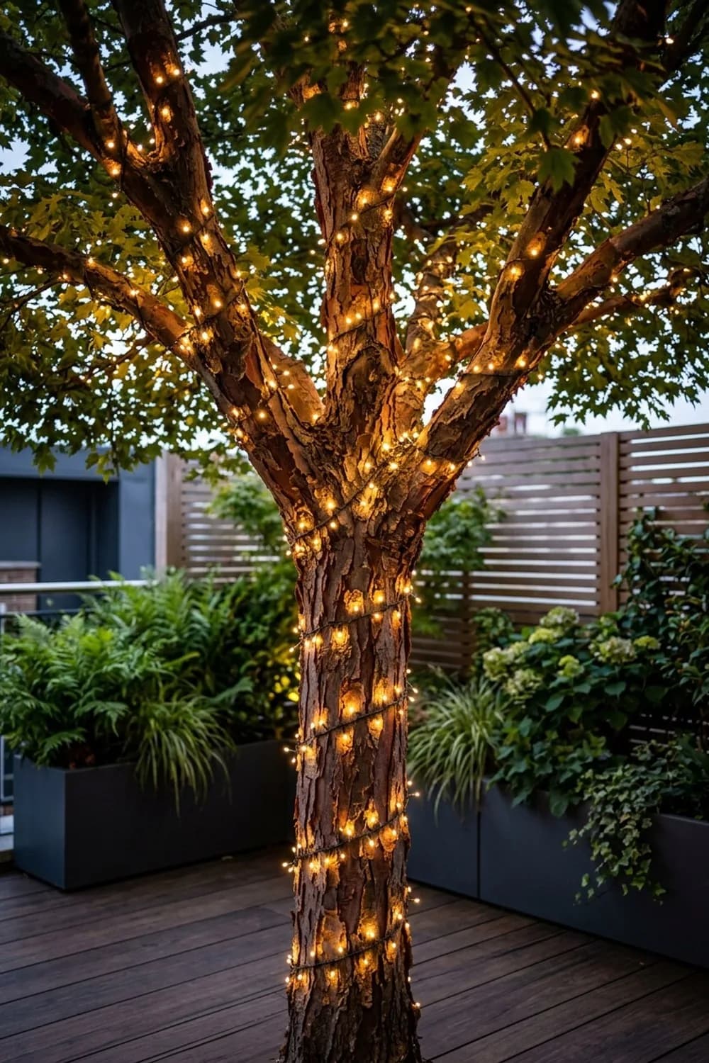 Bäume und Sträucher: Stämme und Kronen zum Leuchten bringen – Solar-Lichterkette im Garten: 8 schöne Ideen