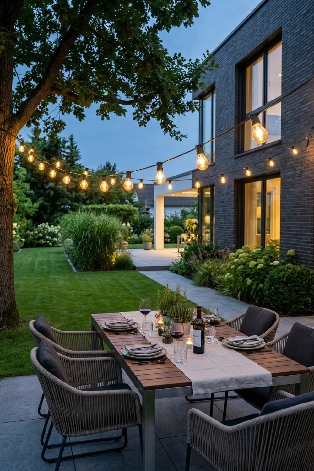 Gartentisch und Sitzplatz: Ein Himmel voller Lichter für gesellige Abende – Solar-Lichterkette im Garten: 8 schöne Ideen