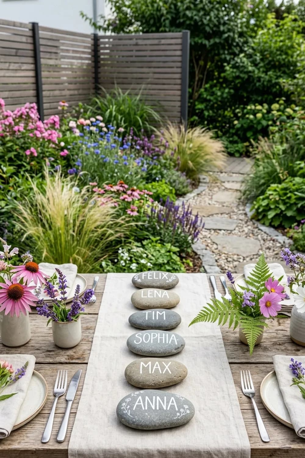 Beschriftete Steine: Kreative Platzkarten – Sommerparty im Garten: 10 schöne Deko-Ideen