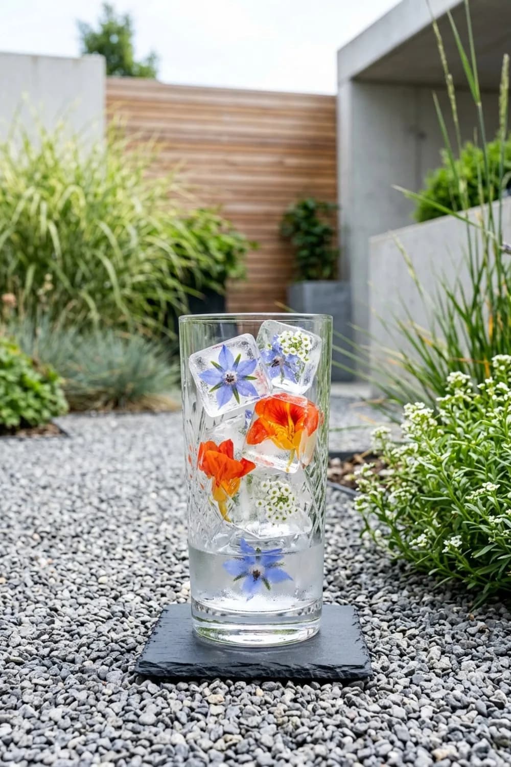Essbare Blüten im Eiswürfel: Der Hingucker im Glas – Sommerparty im Garten: 10 schöne Deko-Ideen