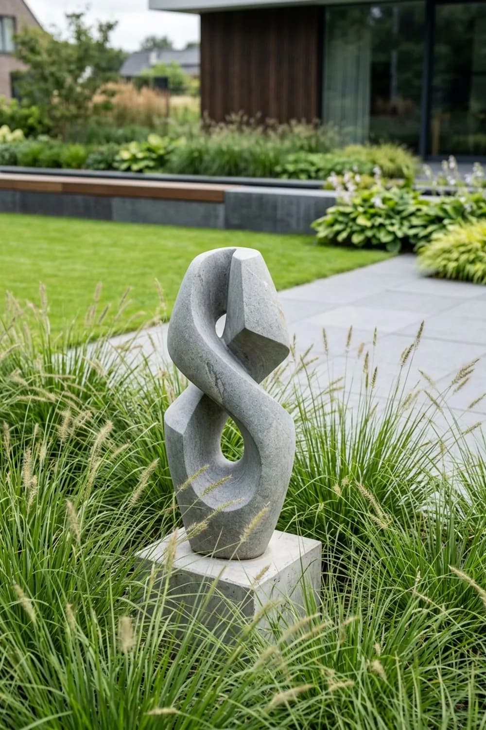 Abstrakte Skulpturen: Moderne Kunst zwischen Gräsern – Steinfiguren im Garten: 11 schöne Ideen