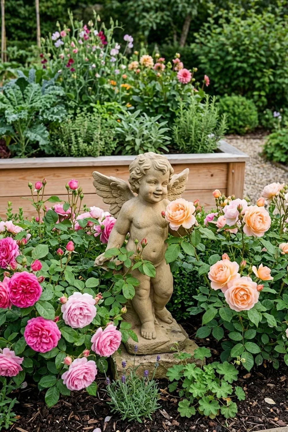Der klassische Putto: Verspielter Charme am Rosenbeet – Steinfiguren im Garten: 11 schöne Ideen