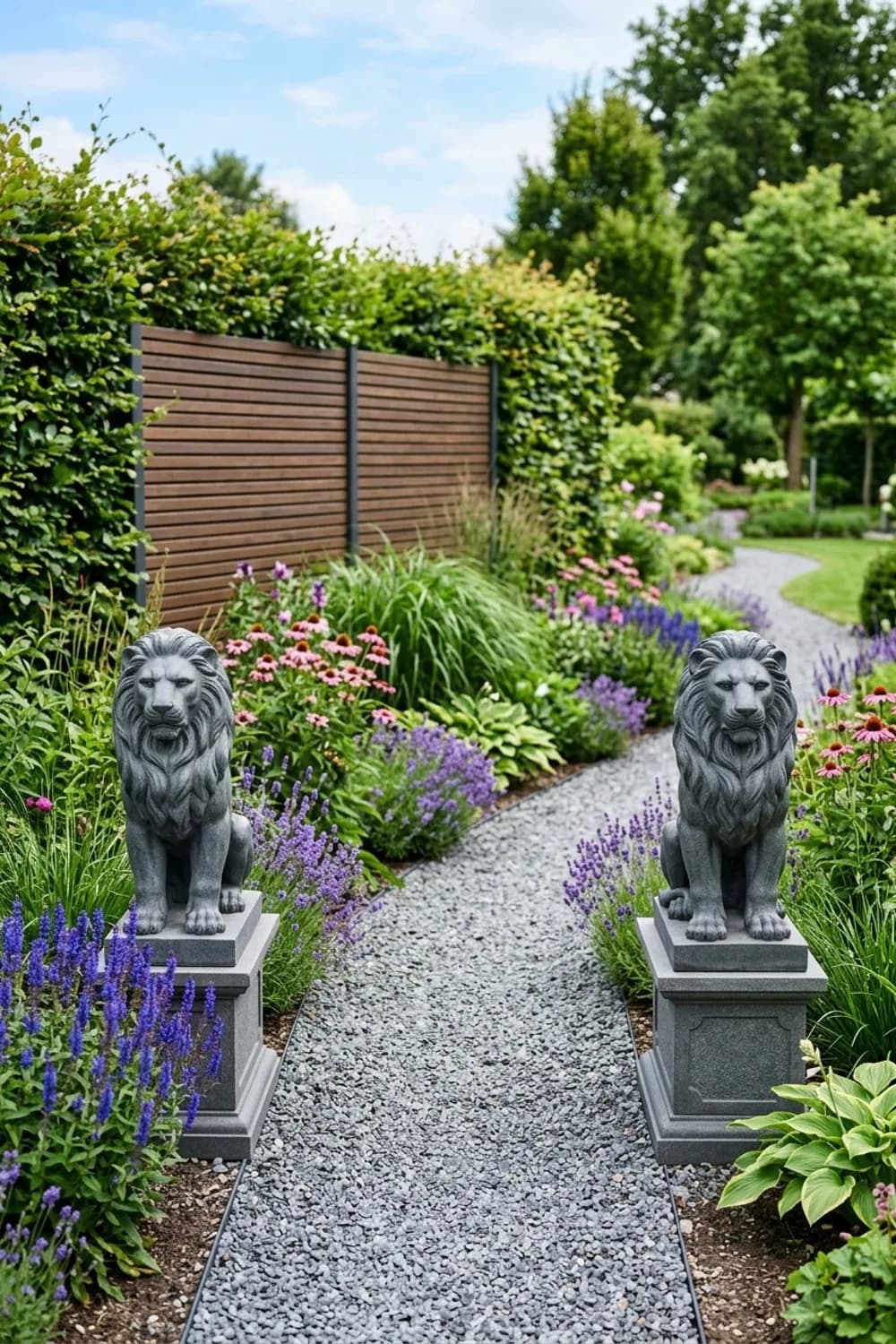 Ein Torwächter-Paar: Repräsentativer Empfang am Eingang – Steinfiguren im Garten: 11 schöne Ideen