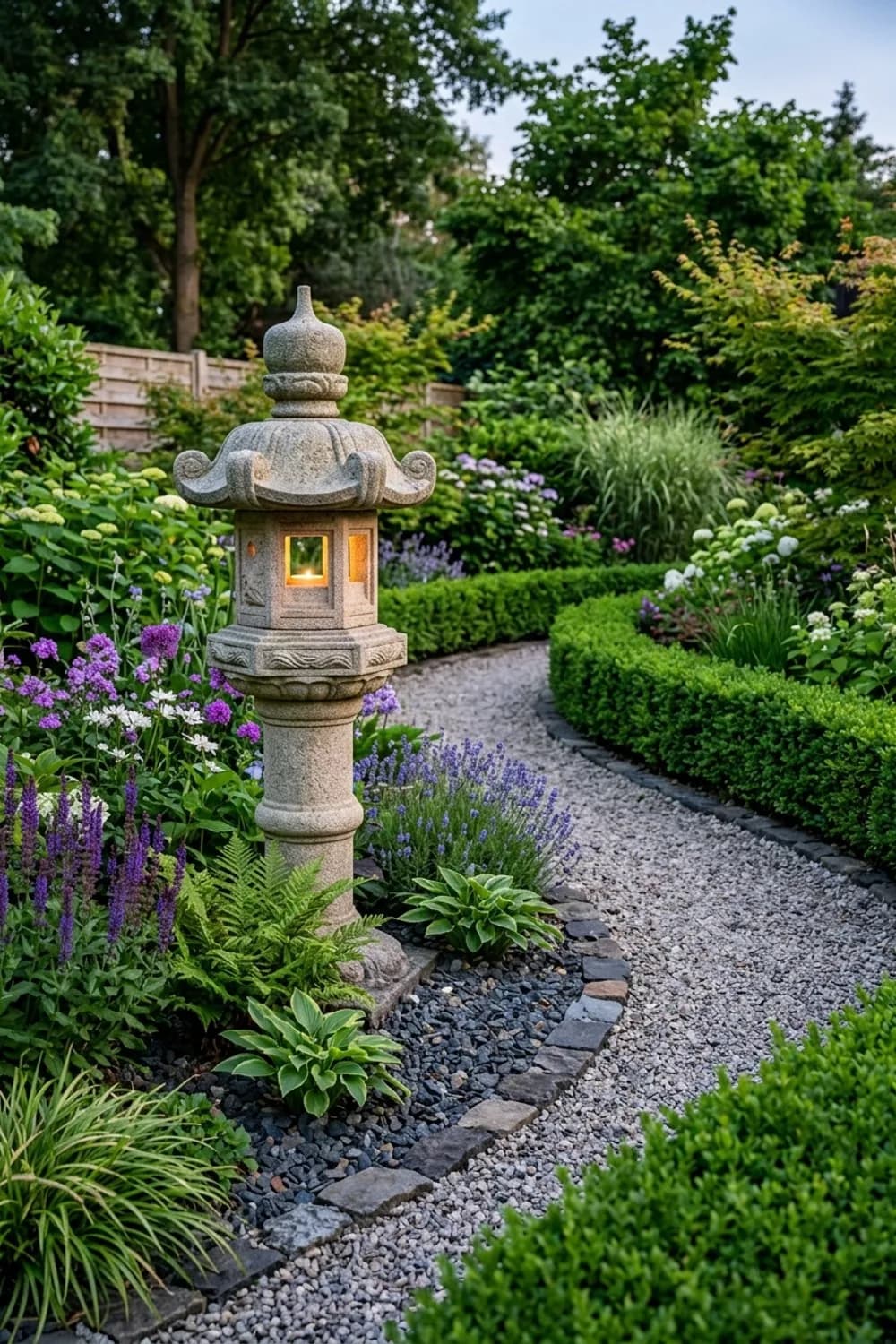 Japanische Laternen (Tōrō): Sanftes Licht für den Abendgarten – Steinfiguren im Garten: 11 schöne Ideen