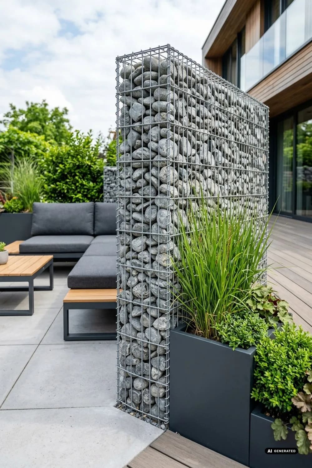 Moderner Garten mit Gabionen: Klare Linien und cooler Look – Steinmauer im Garten: 10 schöne Ideen