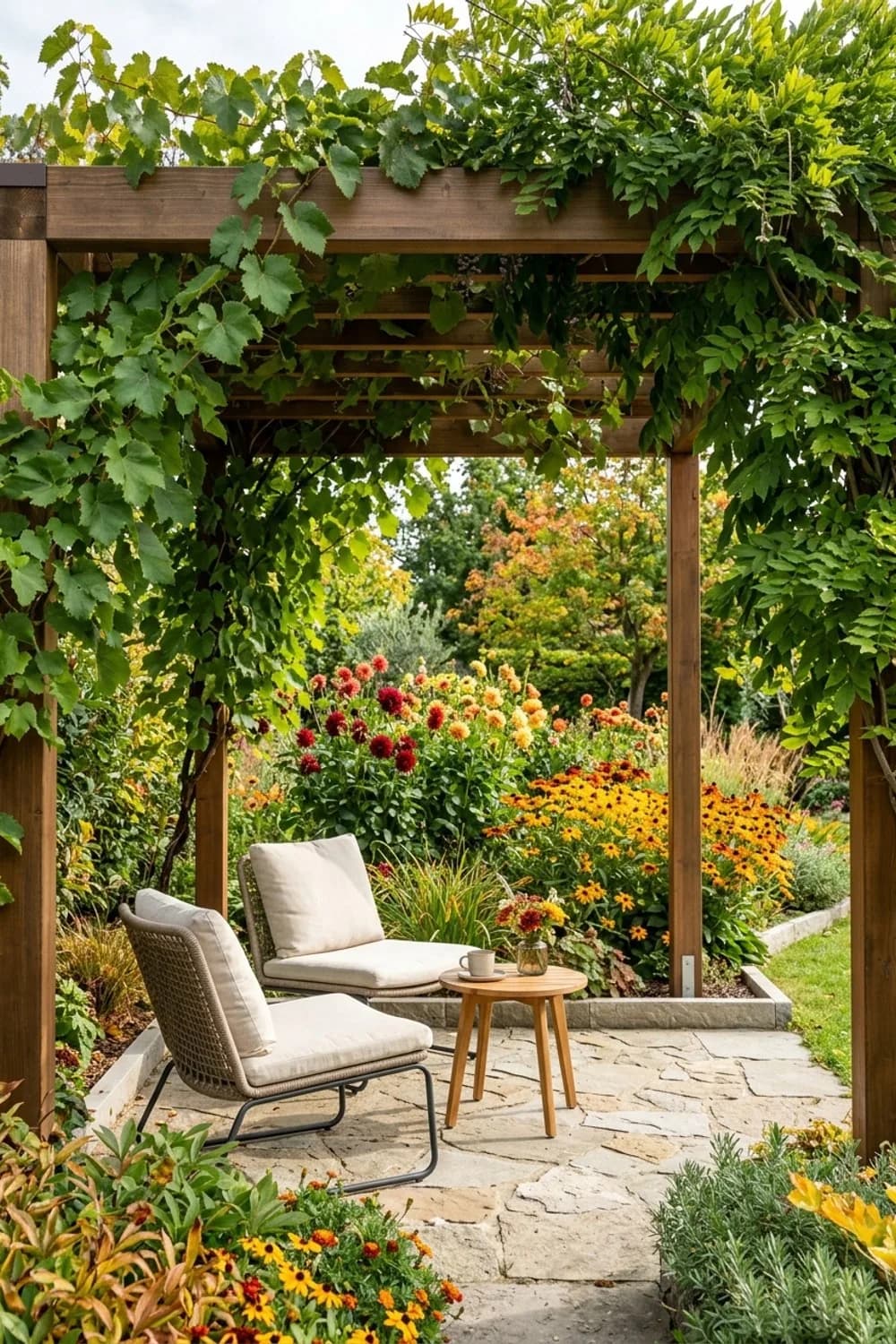 Eine Pergola mit Weinreben: Ein lauschiger Schattenplatz – Toskanischer Garten: 11 schöne Ideen