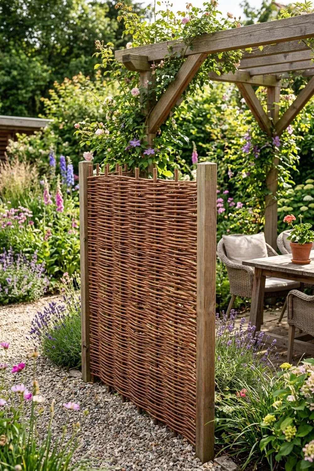 Weidengeflecht: Rustikaler Charme und Nachhaltigkeit – Trennwand im Garten: 8 schöne Ideen
