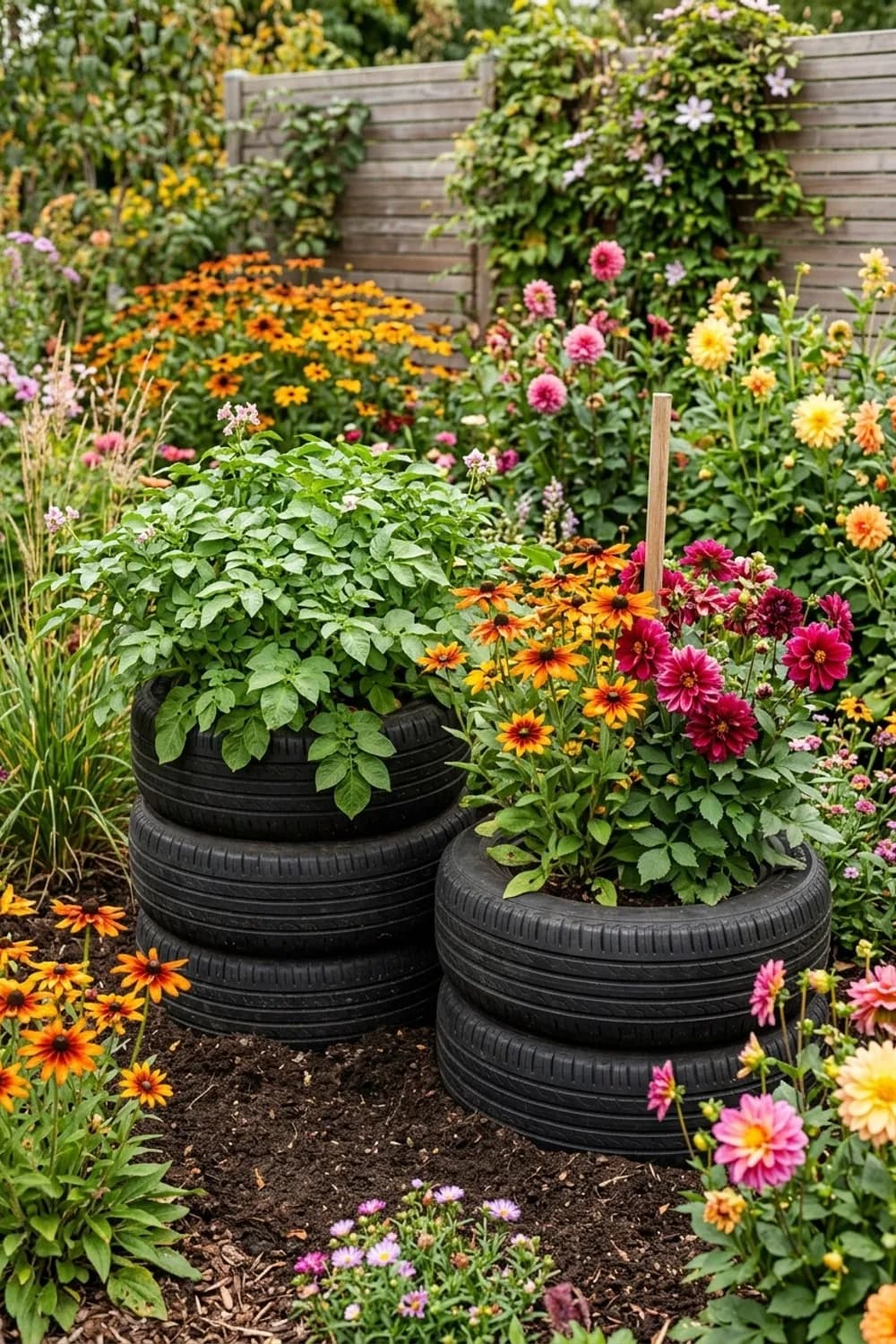 Autoreifen: Robuste Pflanzringe für Kartoffeln und Blumen – Upcycling-Ideen für den Garten: 8 kreative Projekte