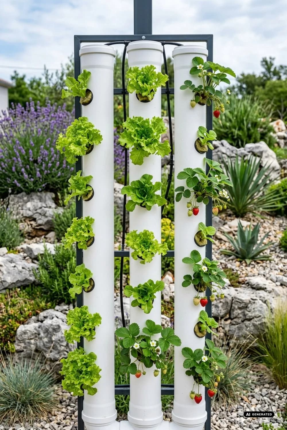 Vertikales Rohrsystem: Effizient für Salat und Erdbeeren – Vertikaler Garten DIY: 8 kreative Ideen