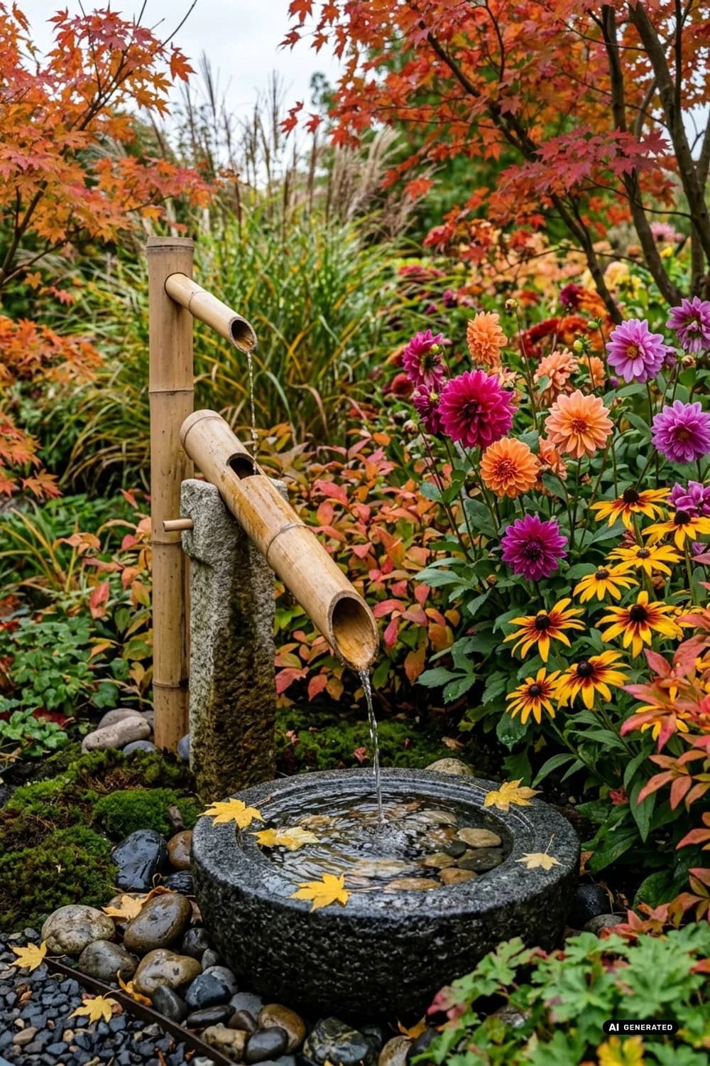 Bambus-Wasserspiel (Shishi Odoshi): Asiatische Gelassenheit – Wasserspiel auf der Terrasse: 11 schöne Ideen