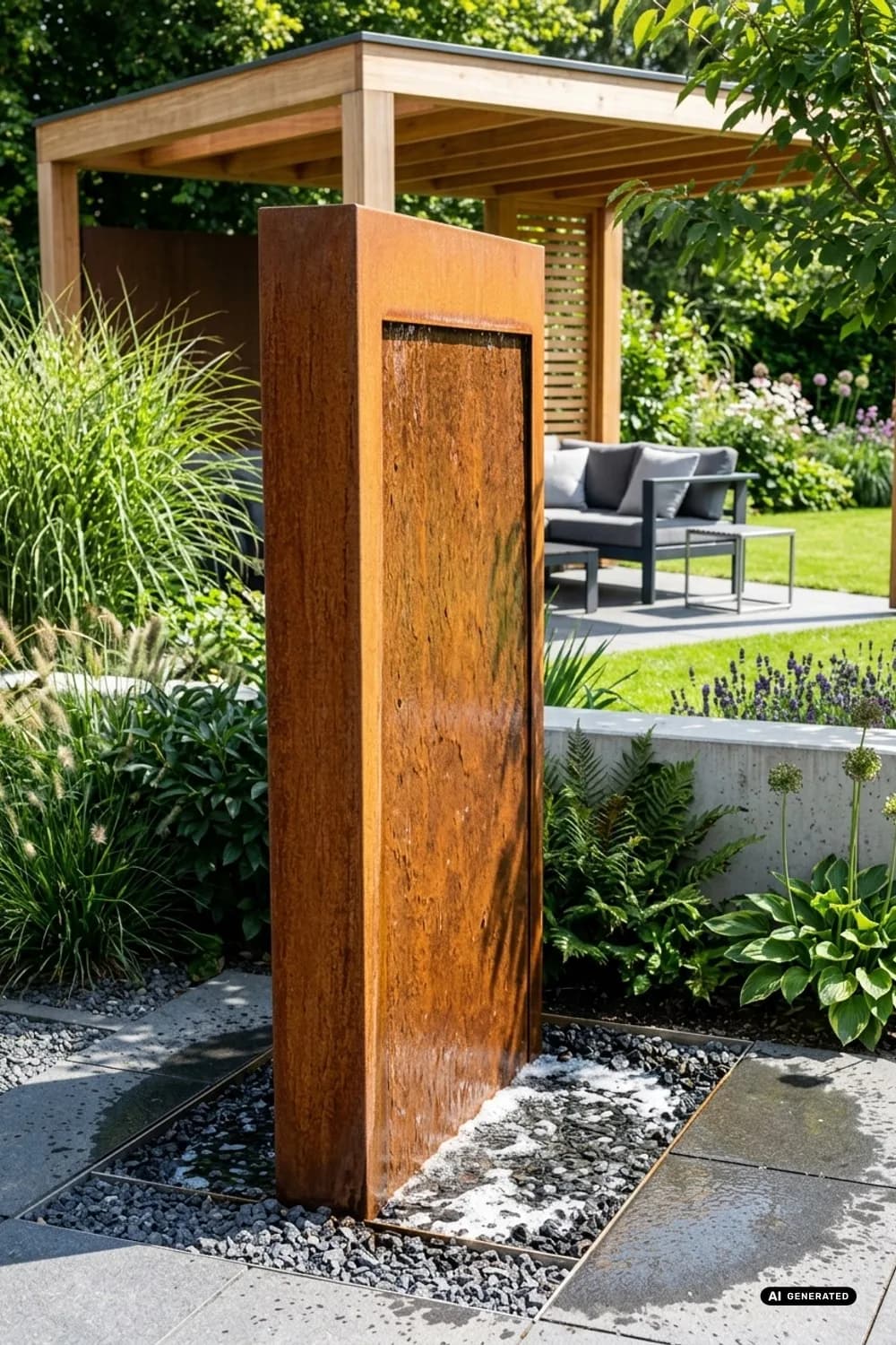 Cortenstahl-Wasserwand: Moderner Rost-Look mit Charakter – Wasserspiel auf der Terrasse: 11 schöne Ideen