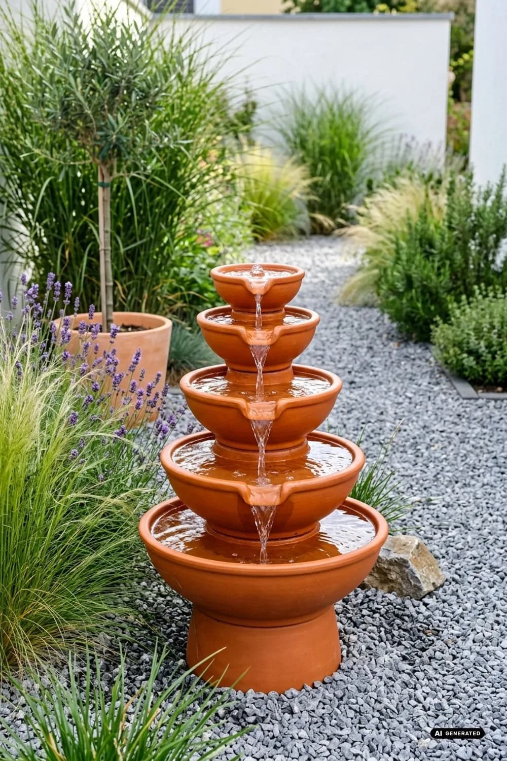 Kaskadenbrunnen aus Terrakotta: Mediterranes Flair für Sonnenanbeter – Wasserspiel auf der Terrasse: 11 schöne Ideen