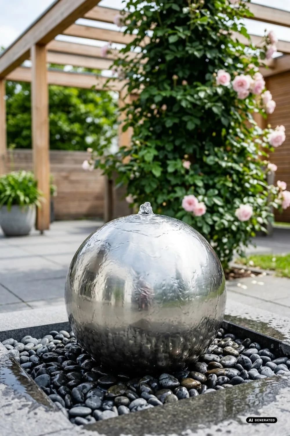 Moderner Edelstahl-Quellstein: Puristisch und elegant – Wasserspiel auf der Terrasse: 11 schöne Ideen