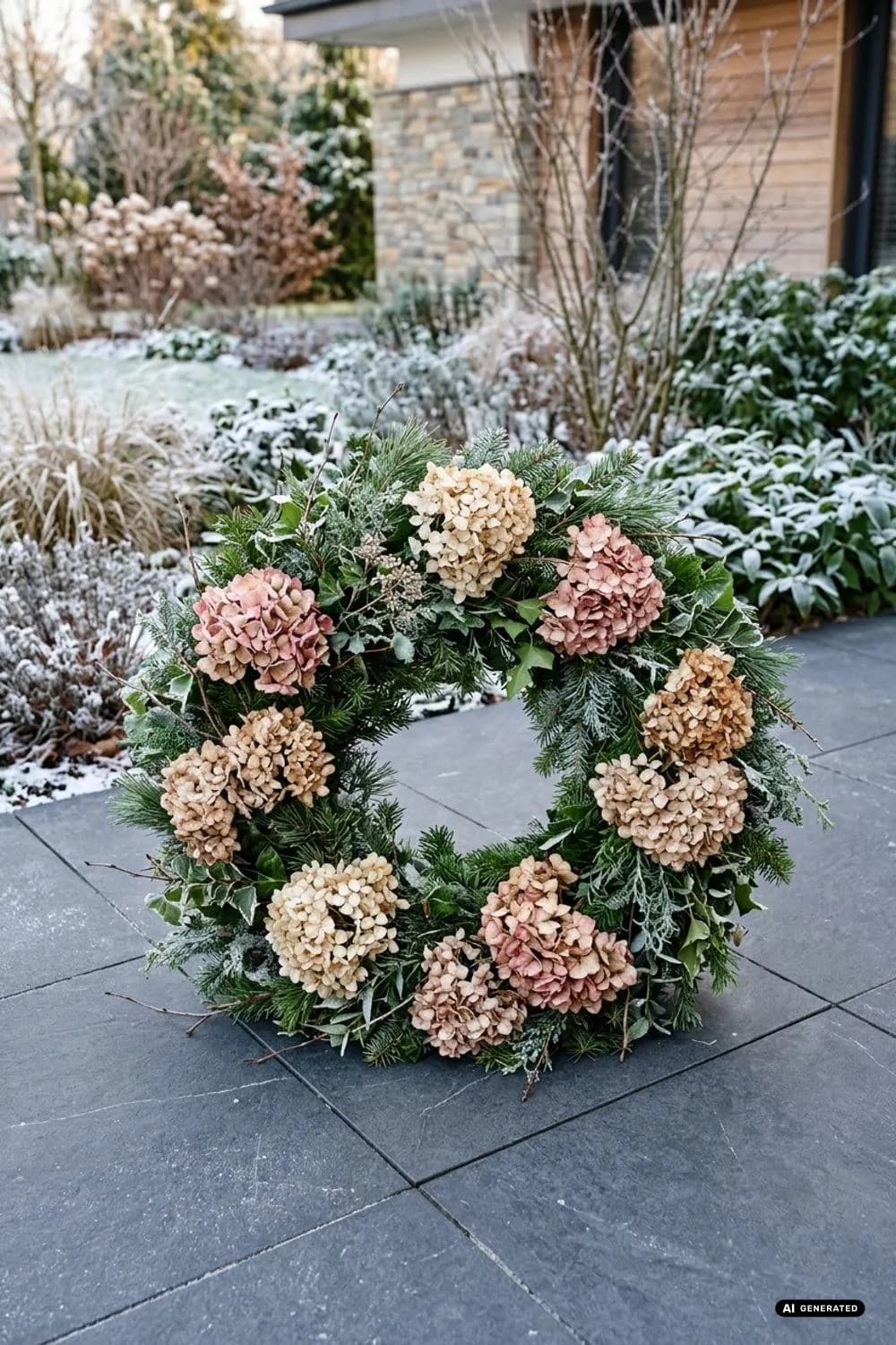 Getrocknete Hortensienblüten: Opulenz aus dem Vorjahr – 12 weihnachtlich wundervolle Kränze aus Gartenschnitt (Efeu, Buchs, Zweige)