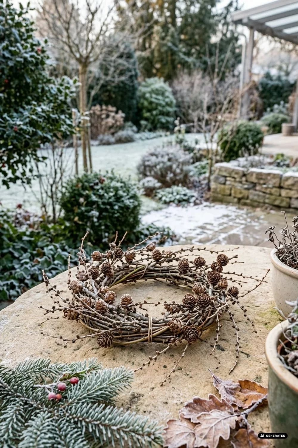 Lärchenzweige mit Zapfen: Filigrane Schönheit – 12 weihnachtlich wundervolle Kränze aus Gartenschnitt (Efeu, Buchs, Zweige)