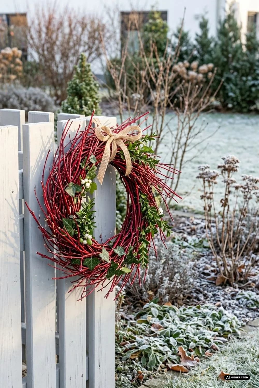 Rot-holziger Hartriegel: Leuchtende Farbakzente – 12 weihnachtlich wundervolle Kränze aus Gartenschnitt (Efeu, Buchs, Zweige)