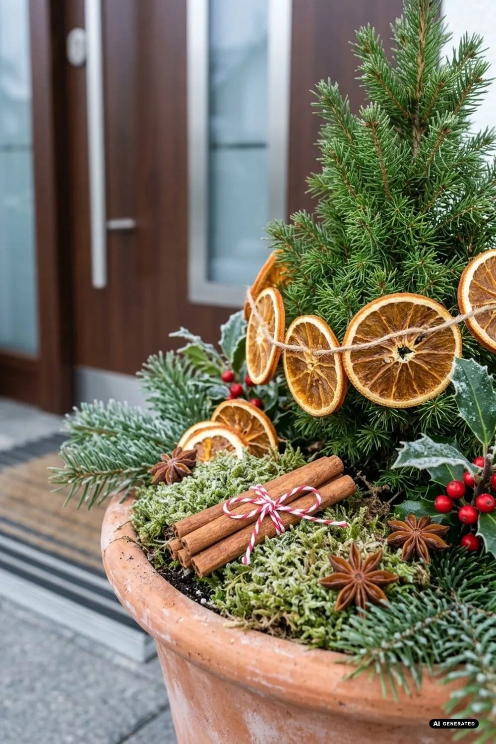 Duftende Naturdeko: Zimt und Orange – 22 Ideen für weihnachtliche Pflanzkübel vor der Haustür