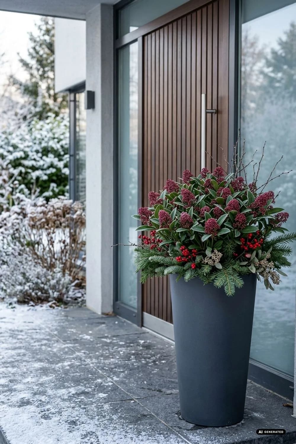 Skimmie (Skimmia japonica): Dekorative Blütenknospen – 22 Ideen für weihnachtliche Pflanzkübel vor der Haustür