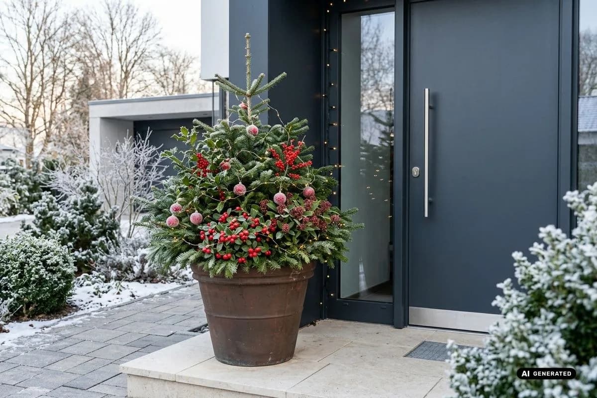 22 Ideen für weihnachtliche Pflanzkübel vor der Haustür – Titelbild