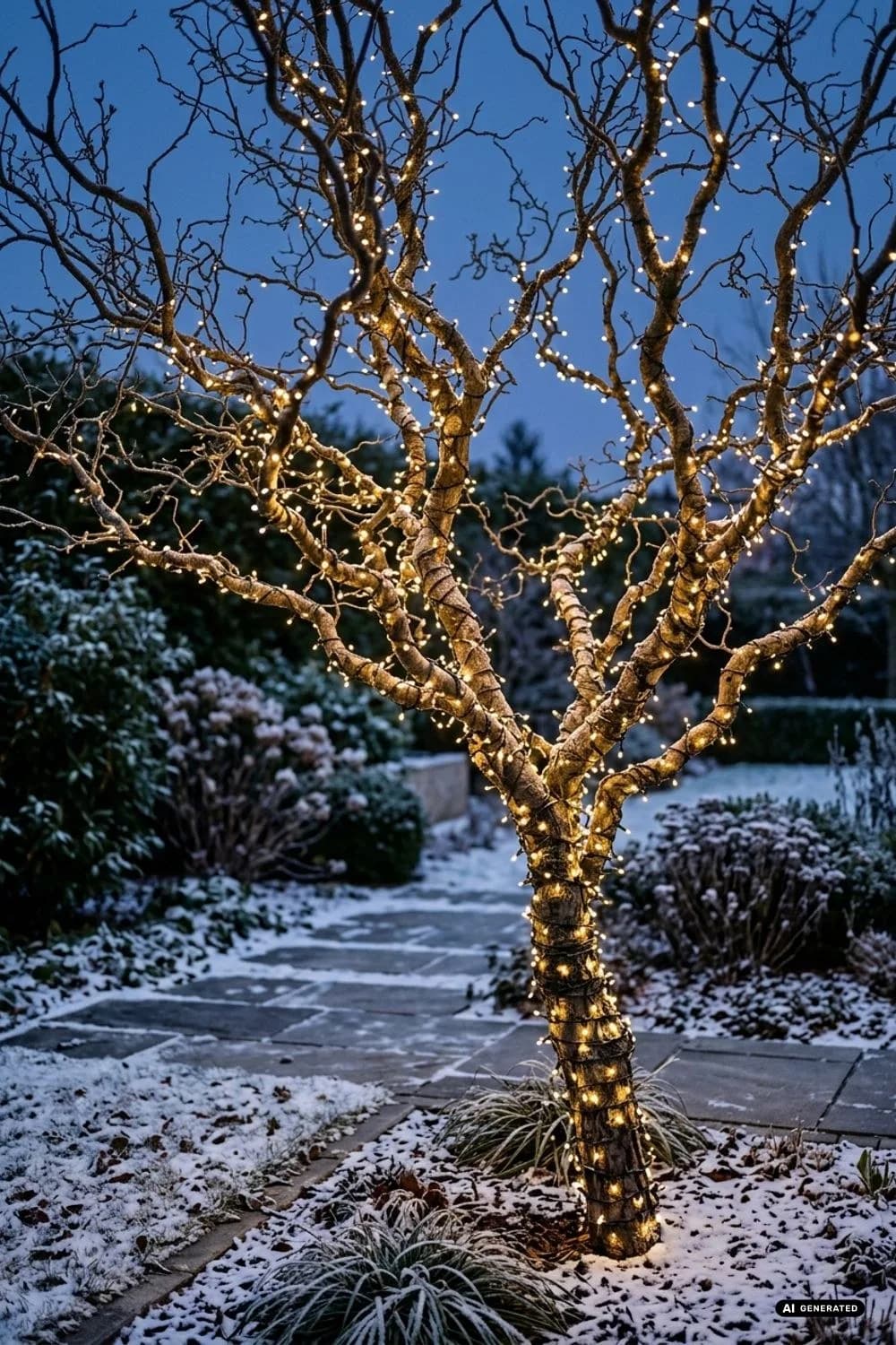 Der Laubbaum als Lichtgestalt: Kahle Äste im Rampenlicht – 10 Ideen für einen Weihnachtsbaum im Garten oder auf der Terrasse